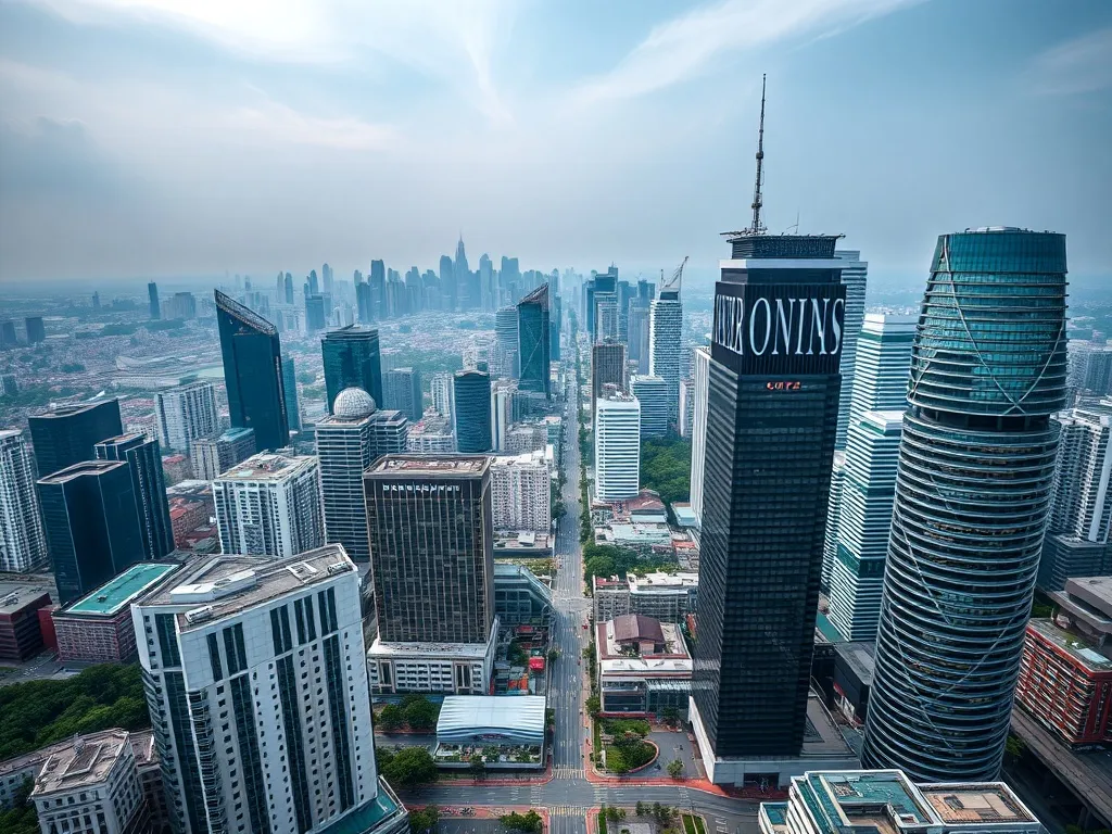 Professional aerial view of Singapore Central Business Distr