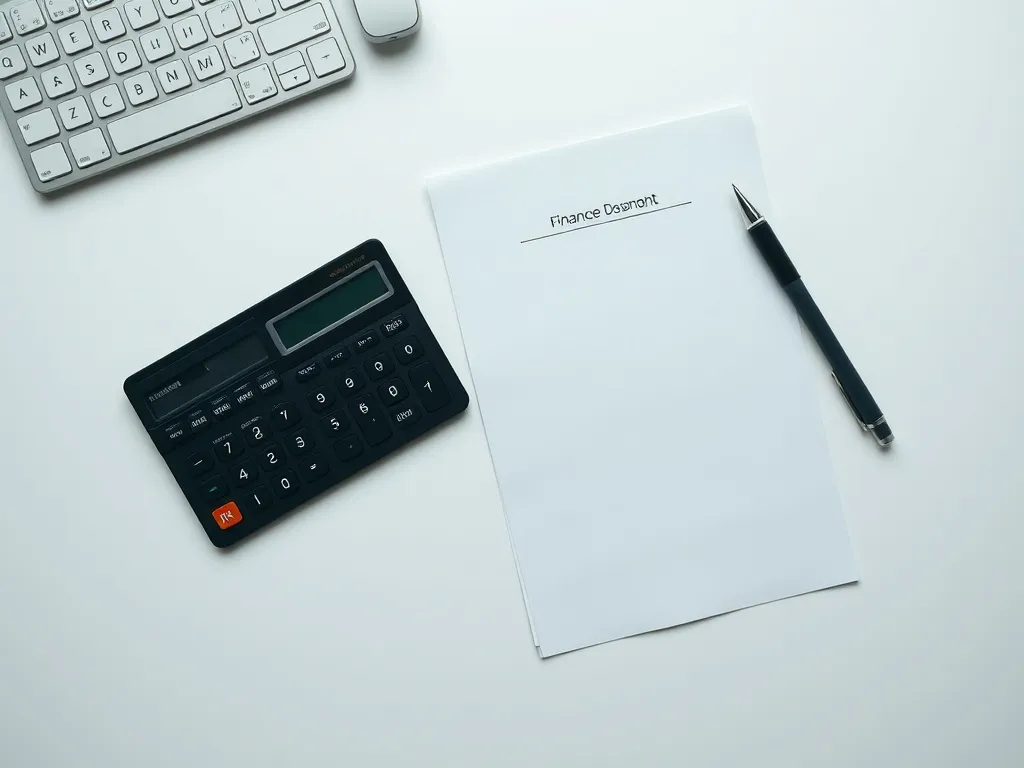A minimalist overhead shot of a clean desk with a calculator